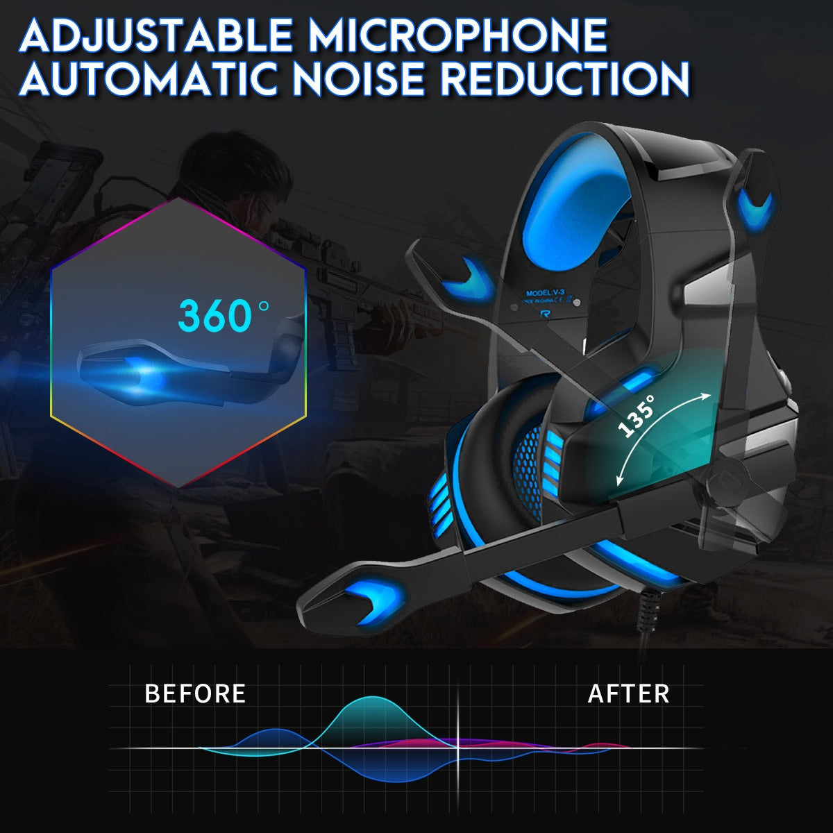 Head mounted gaming headphones RGB headphones wired headphones mobile phones computers subwoofers