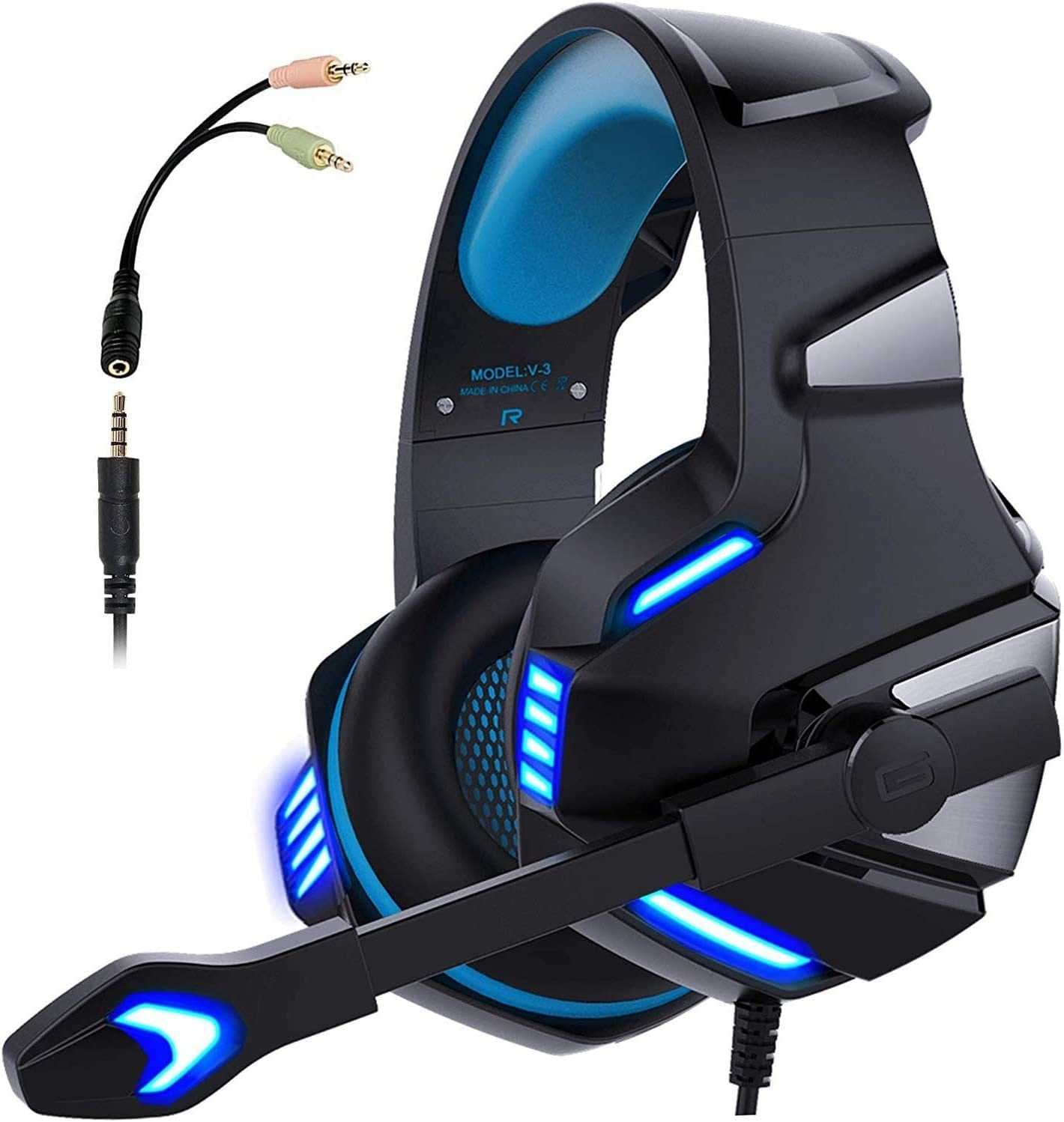 Head mounted gaming headphones RGB headphones wired headphones mobile phones computers subwoofers