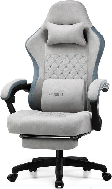 Gaming Chair, Computer Office Chair with Pocket Spring Cushion, Linkage Armrests and Footrest, High Back Ergonomic