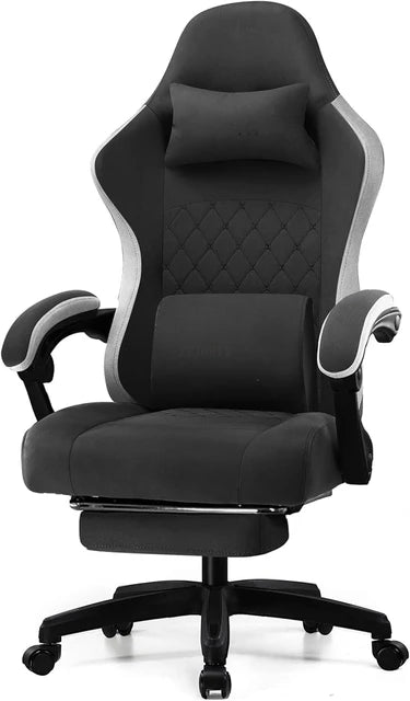 Gaming Chair, Computer Office Chair with Pocket Spring Cushion, Linkage Armrests and Footrest, High Back Ergonomic