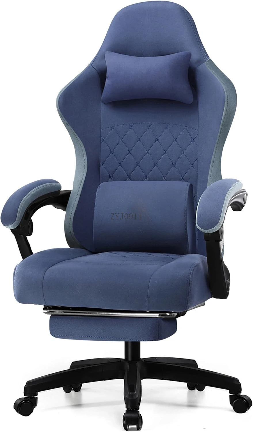 Gaming Chair, Computer Office Chair with Pocket Spring Cushion, Linkage Armrests and Footrest, High Back Ergonomic