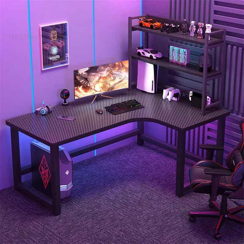 Modern Corner Gaming Table Desktop Computer Desks Home Bedroom Workbench Writing Desks Gaming Desk Bookshelves Computer Table U