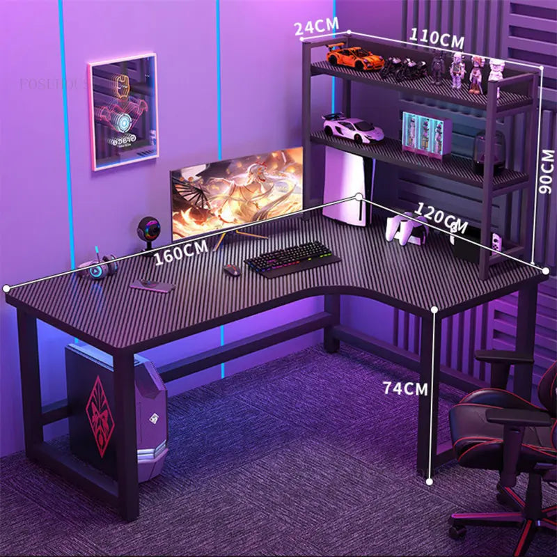 Modern Corner Gaming Table Desktop Computer Desks Home Bedroom Workbench Writing Desks Gaming Desk Bookshelves Computer Table U